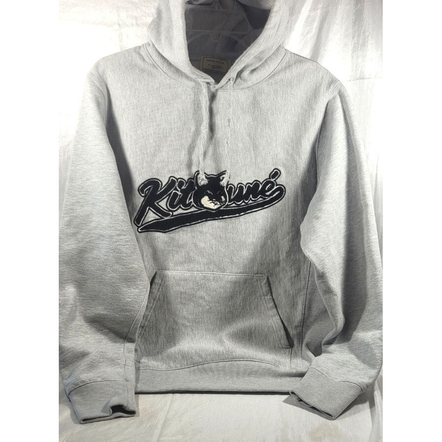 Maison Kitsune Embroidered Chenille Varsity Fox Heavyweight Hoodie - Gray - S